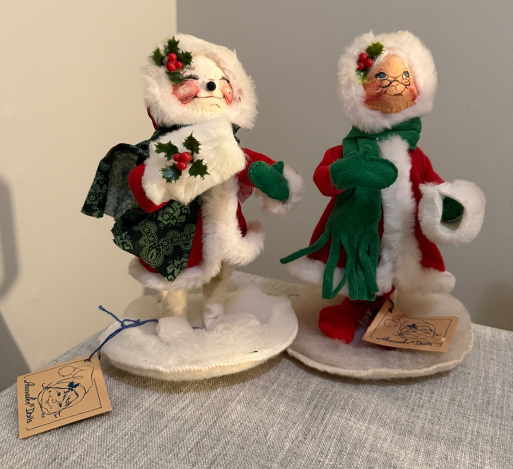Annalee Dolls Vintage Christmas Lot of 2 | 1989 & 1993 | 9” Tall Felt Figure
